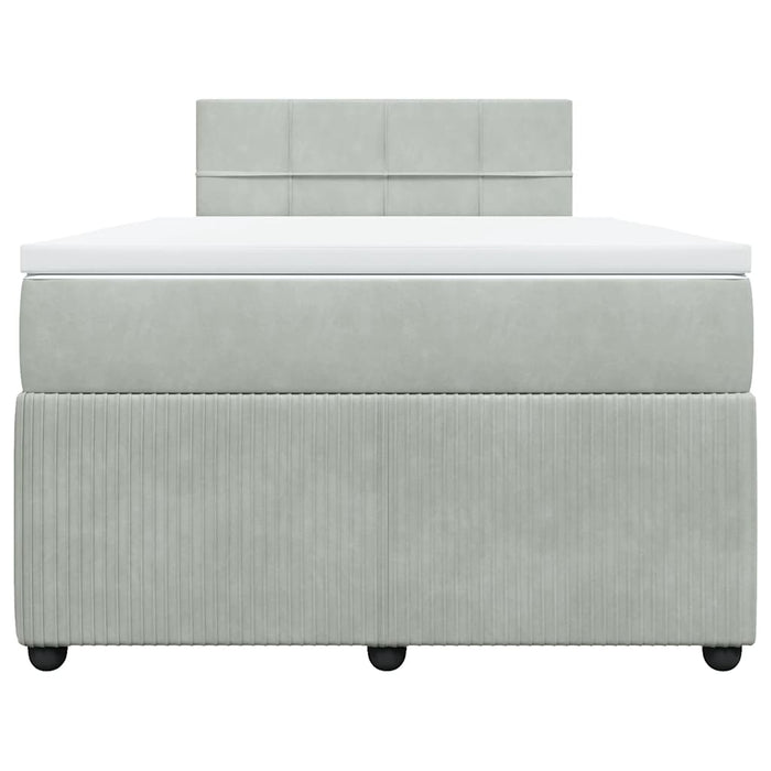 Pat box spring cu saltea, gri deschis, 120x190 cm, catifea - WALTI WALTI