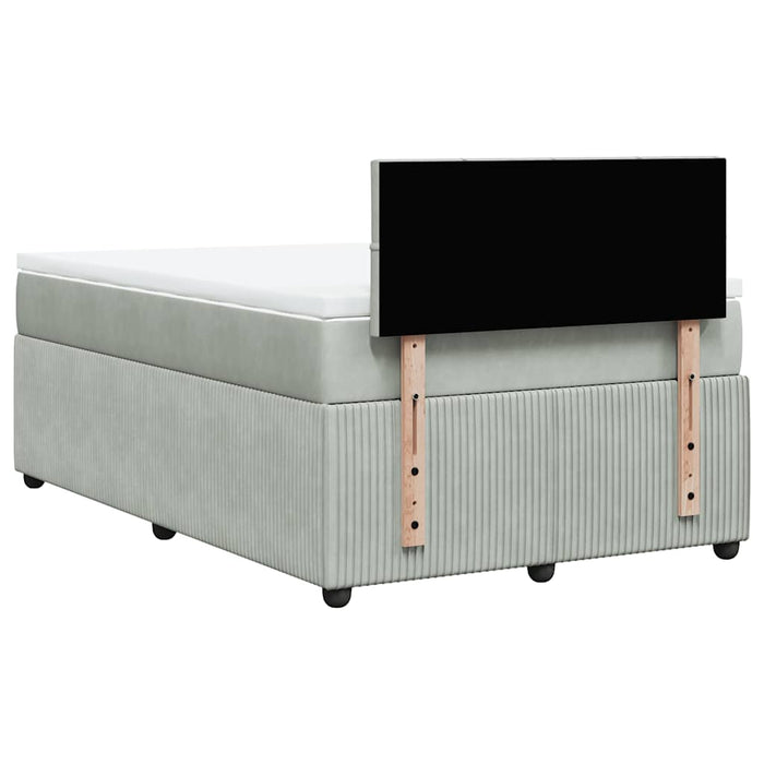 Pat box spring cu saltea, gri deschis, 120x190 cm, catifea - WALTI WALTI