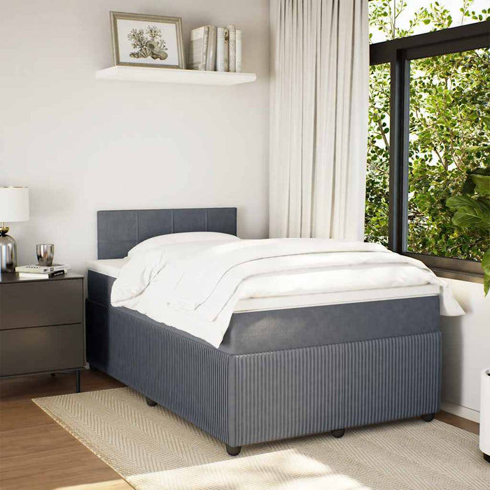 Pat box spring cu saltea, gri închis, 120x190 cm, catifea - WALTI WALTI