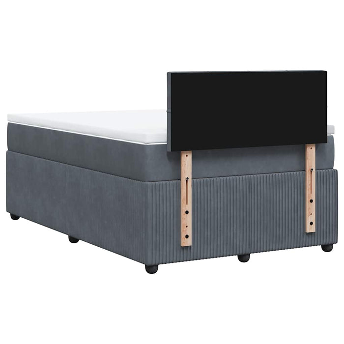 Pat box spring cu saltea, gri închis, 120x190 cm, catifea - WALTI WALTI