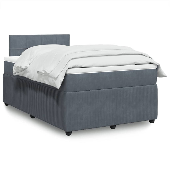 Pat box spring cu saltea, gri închis, 120x190 cm, catifea - WALTI WALTI