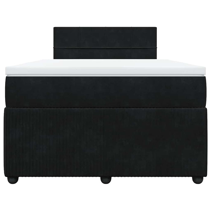 Pat box spring cu saltea, negru, 120x190 cm, catifea WALTI