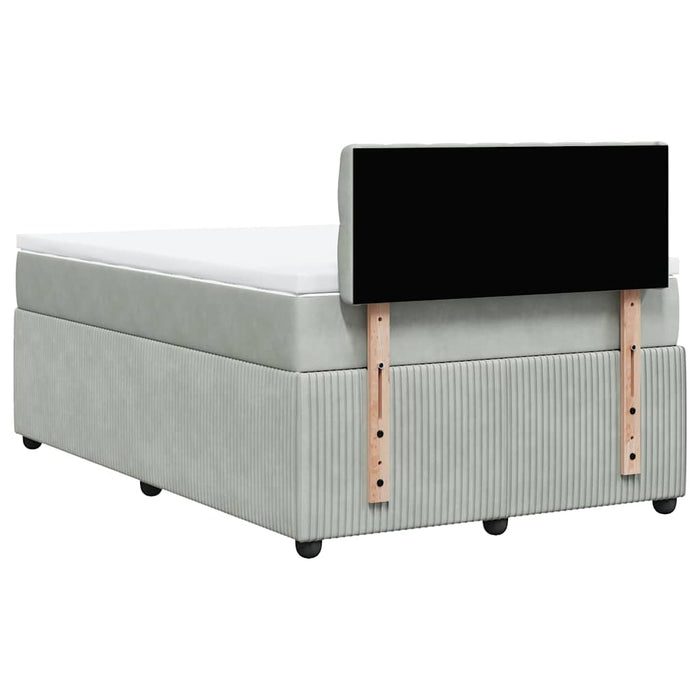 Pat box spring cu saltea, gri deschis, 120x190 cm, catifea - WALTI WALTI