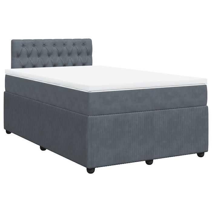 Pat box spring cu saltea, gri închis, 120x190 cm, catifea - WALTI WALTI
