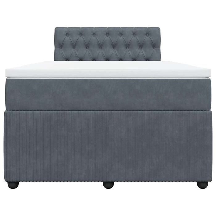 Pat box spring cu saltea, gri închis, 120x190 cm, catifea - WALTI WALTI