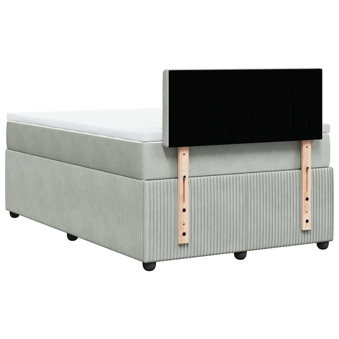 Pat box spring cu saltea, gri deschis, 120x190 cm, catifea - WALTI WALTI
