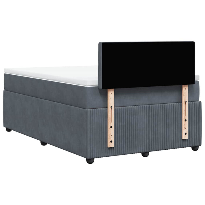 Pat box spring cu saltea, gri închis, 120x190 cm, catifea - WALTI WALTI