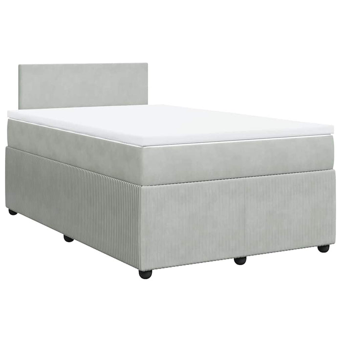 Pat continental cu saltea, gri deschis, 120x200 cm, catifea - WALTI WALTI