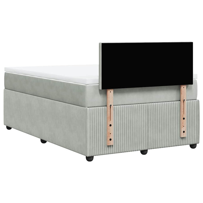 Pat continental cu saltea, gri deschis, 120x200 cm, catifea - WALTI WALTI