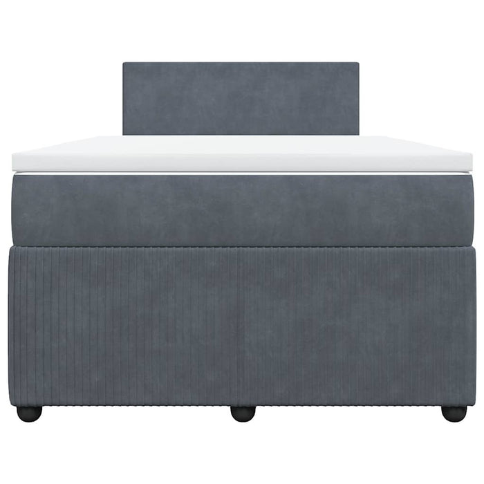 Pat box spring cu saltea, gri închis, 120x200 cm, catifea WALTI