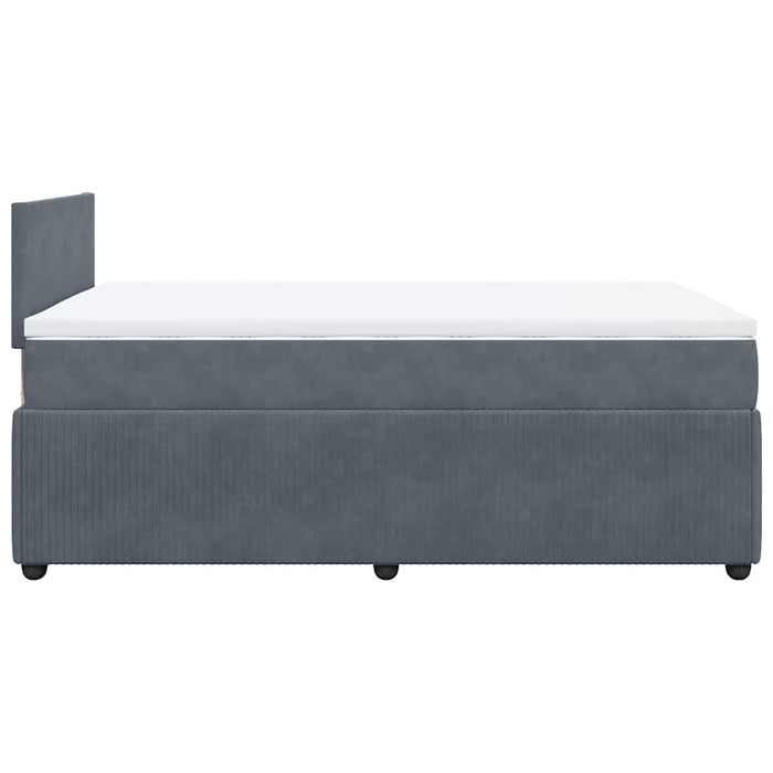 Pat box spring cu saltea, gri închis, 120x200 cm, catifea WALTI