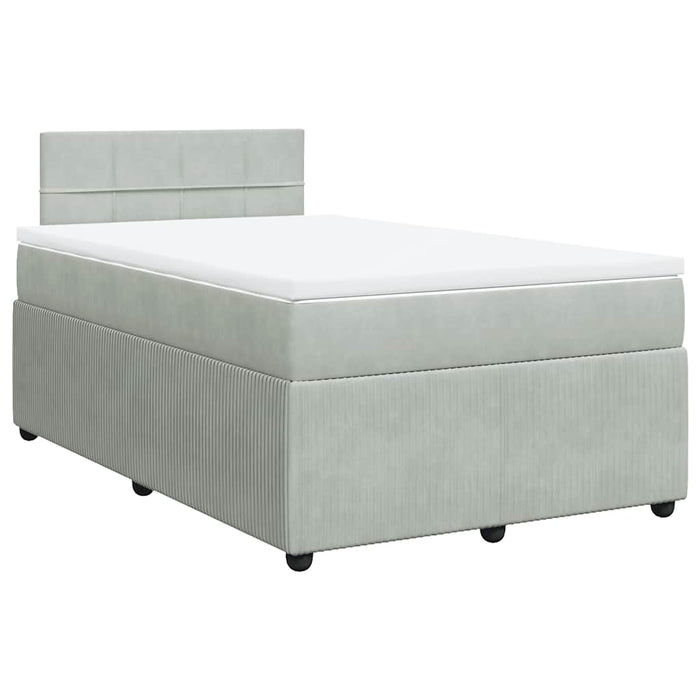Pat continental cu saltea, gri deschis, 120x200 cm, catifea - WALTI WALTI