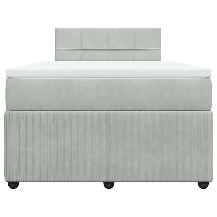Pat continental cu saltea, gri deschis, 120x200 cm, catifea - WALTI WALTI