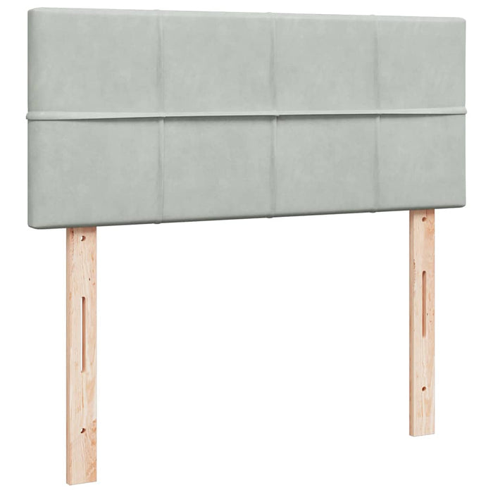 Pat continental cu saltea, gri deschis, 120x200 cm, catifea - WALTI WALTI