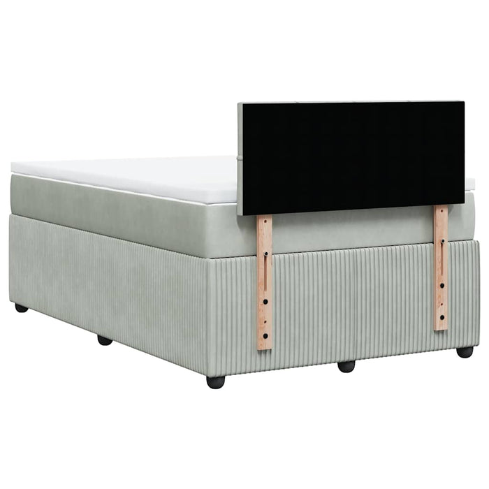Pat continental cu saltea, gri deschis, 120x200 cm, catifea - WALTI WALTI