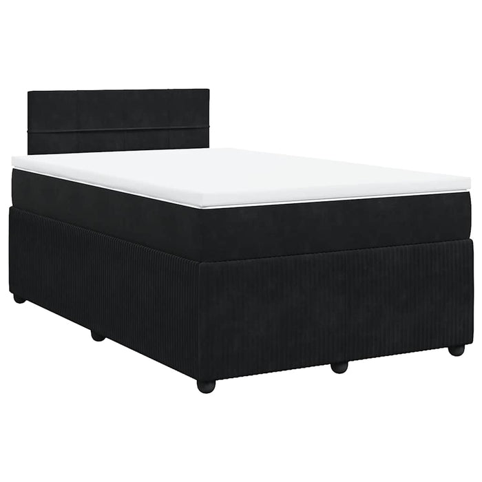 Pat box spring cu saltea, negru, 120x200 cm, catifea WALTI