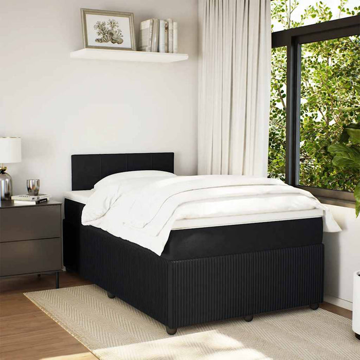 Pat box spring cu saltea, negru, 120x200 cm, catifea WALTI