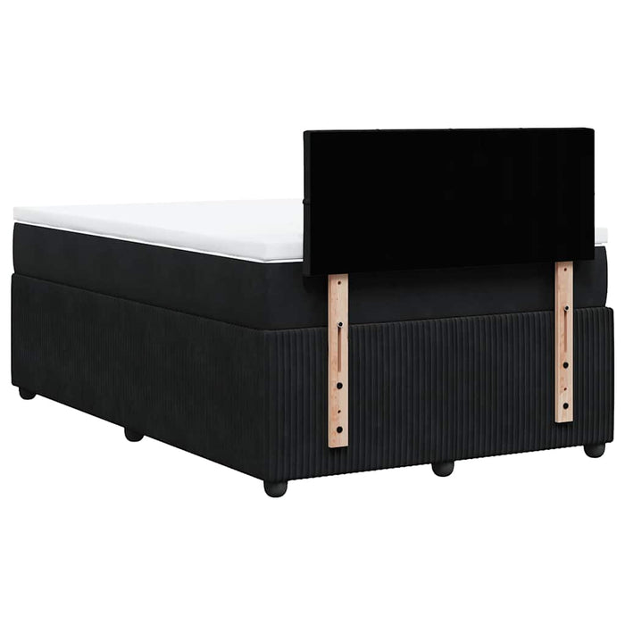 Pat box spring cu saltea, negru, 120x200 cm, catifea WALTI