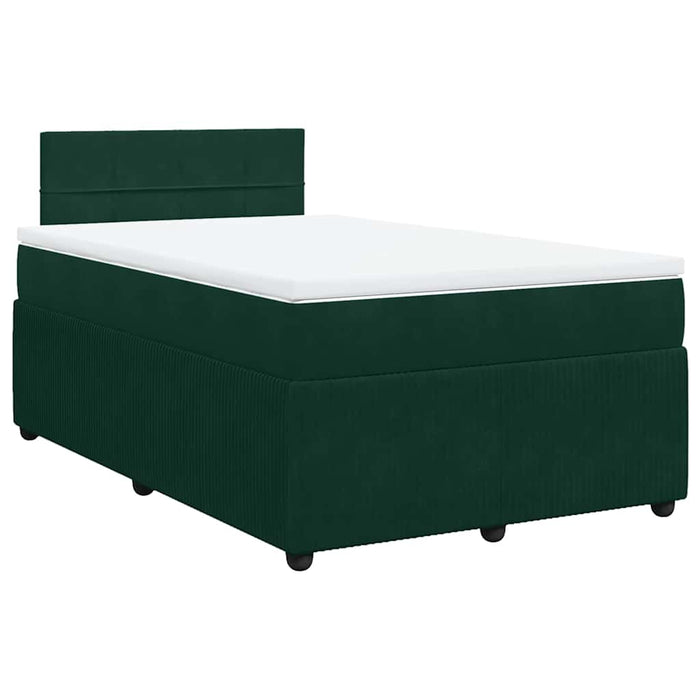 Pat box spring cu saltea, verde închis, 120x200 cm, catifea WALTI