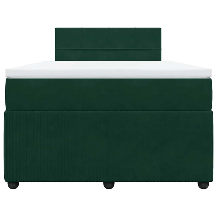 Pat box spring cu saltea, verde închis, 120x200 cm, catifea WALTI