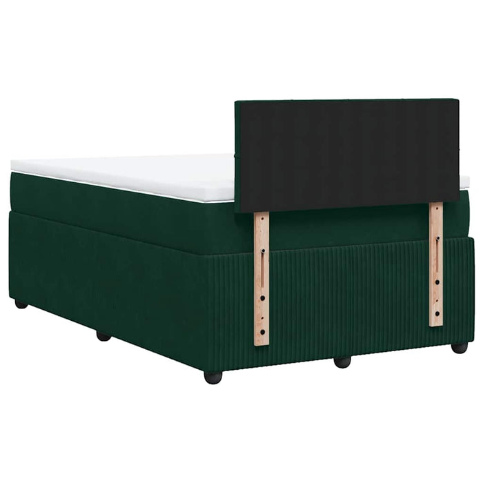 Pat box spring cu saltea, verde închis, 120x200 cm, catifea WALTI