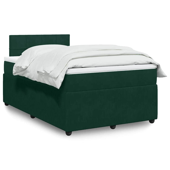 Pat box spring cu saltea, verde închis, 120x200 cm, catifea WALTI