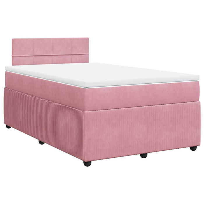 Pat box spring cu saltea, roz, 120x200 cm, catifea - WALTI WALTI