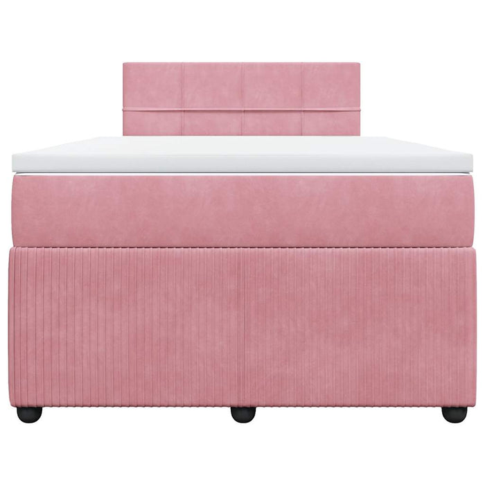 Pat box spring cu saltea, roz, 120x200 cm, catifea - WALTI WALTI