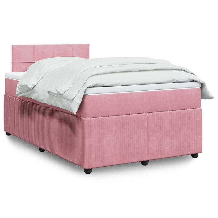 Pat box spring cu saltea, roz, 120x200 cm, catifea - WALTI WALTI