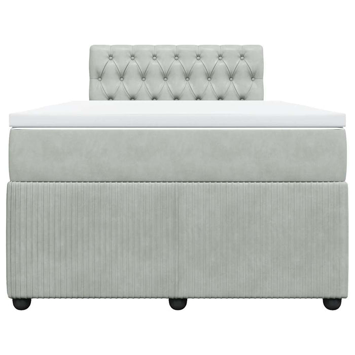 Pat continental cu saltea, gri deschis, 120x200 cm, catifea - WALTI WALTI