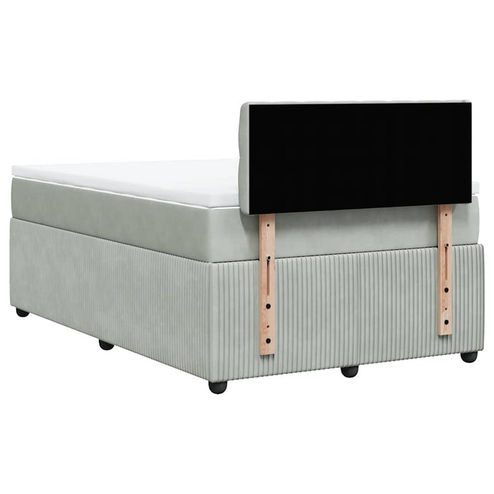 Pat continental cu saltea, gri deschis, 120x200 cm, catifea - WALTI WALTI