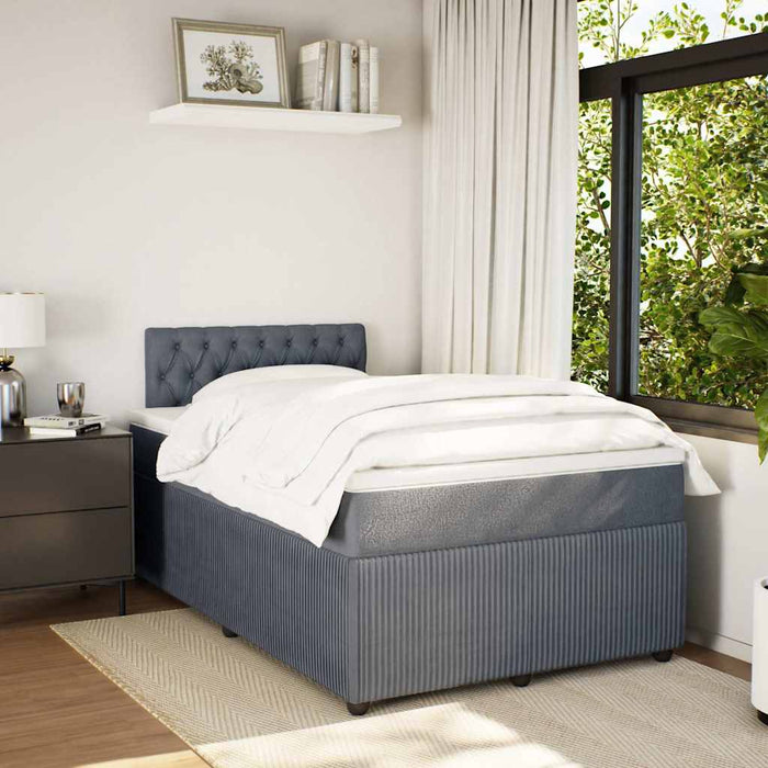 Pat box spring cu saltea, gri închis, 120x200 cm, catifea - WALTI WALTI