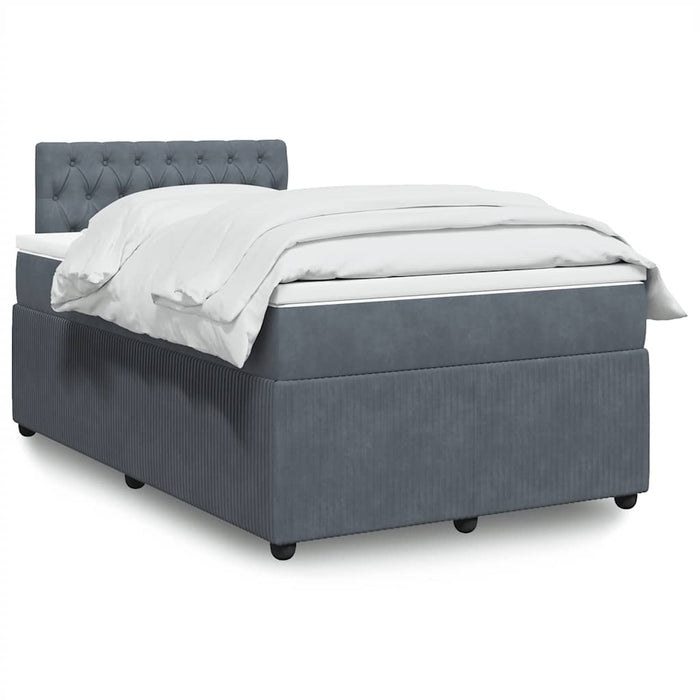 Pat box spring cu saltea, gri închis, 120x200 cm, catifea - WALTI WALTI