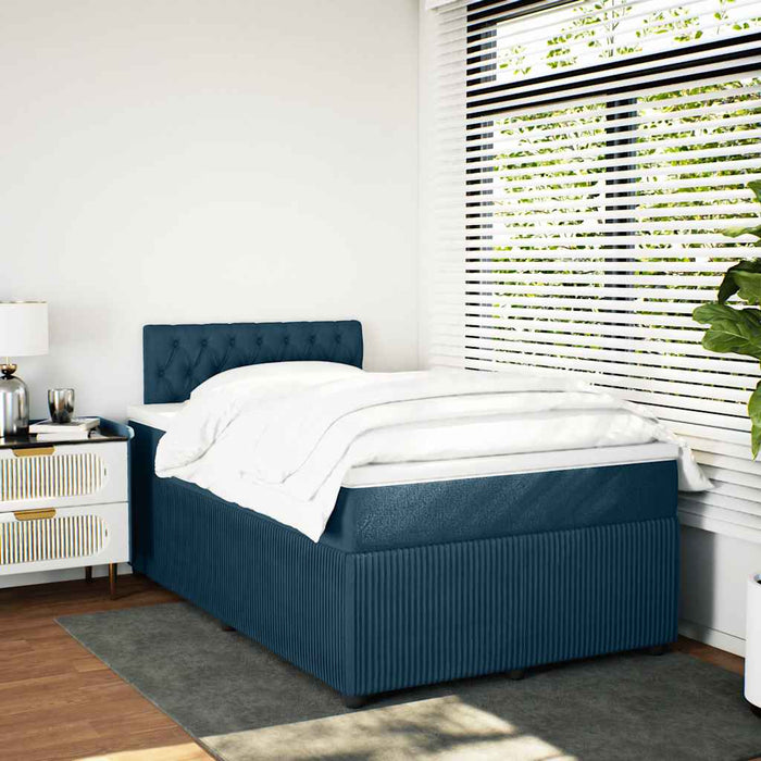 Pat box spring cu saltea, albastru, 120x200 cm, catifea - WALTI WALTI