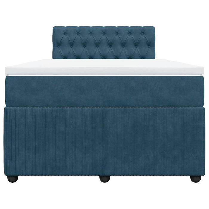 Pat box spring cu saltea, albastru, 120x200 cm, catifea - WALTI WALTI