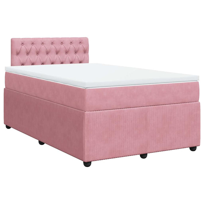 Pat box spring cu saltea, roz, 120x200 cm, catifea - WALTI WALTI