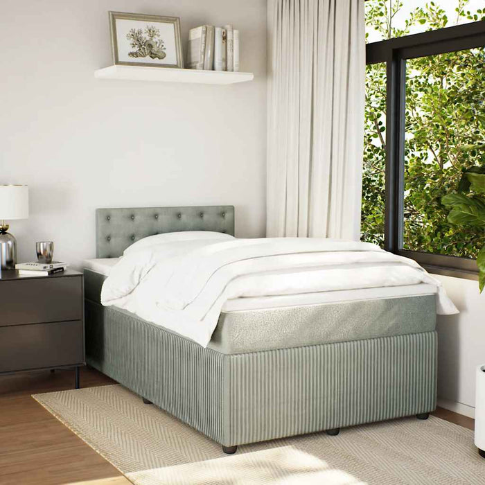 Pat continental cu saltea, gri deschis, 120x200 cm, catifea - WALTI WALTI