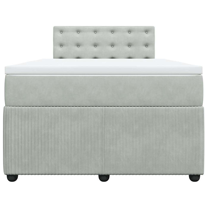 Pat continental cu saltea, gri deschis, 120x200 cm, catifea - WALTI WALTI