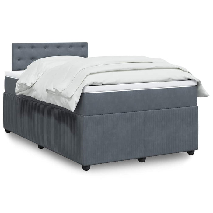 Pat box spring cu saltea, gri închis, 120x200 cm, catifea - WALTI WALTI