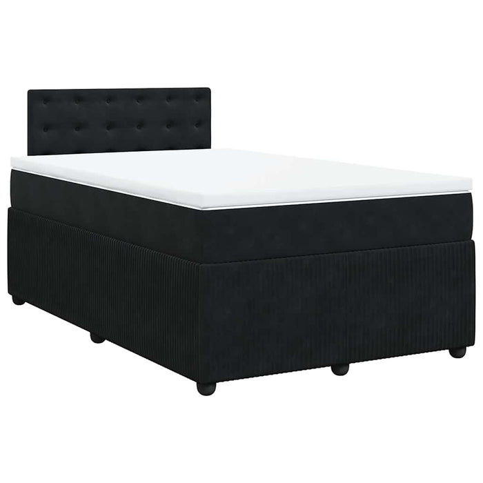 Pat box spring cu saltea, negru, 120x200 cm, catifea WALTI