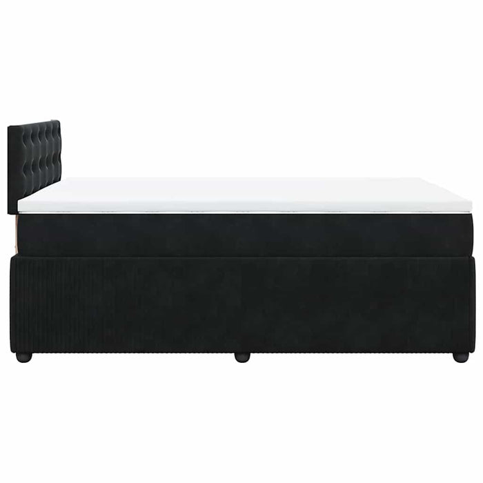 Pat box spring cu saltea, negru, 120x200 cm, catifea WALTI