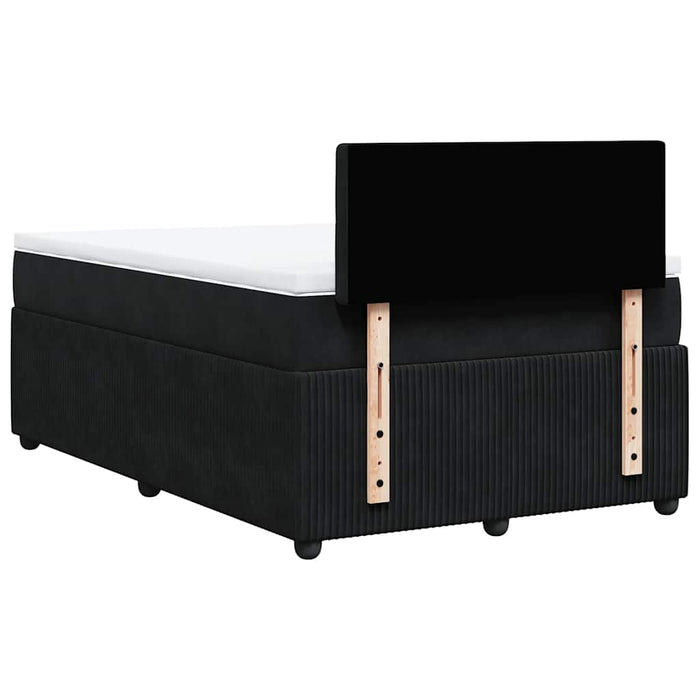 Pat box spring cu saltea, negru, 120x200 cm, catifea WALTI