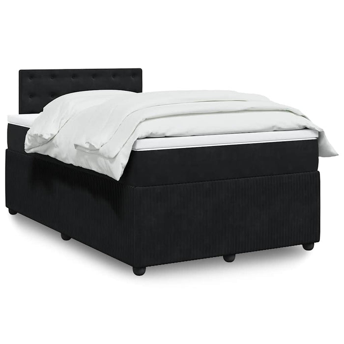 Pat box spring cu saltea, negru, 120x200 cm, catifea WALTI