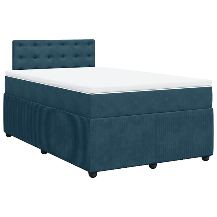 Pat box spring cu saltea, albastru, 120x200 cm, catifea - WALTI WALTI