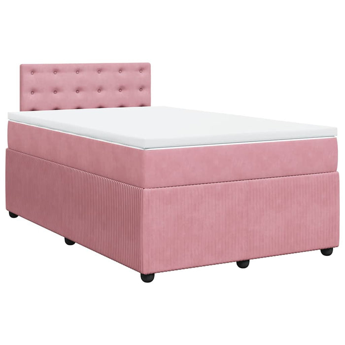 Pat box spring cu saltea, roz, 120x200 cm, catifea WALTI