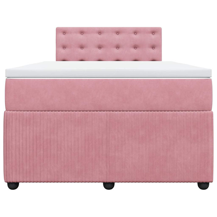 Pat box spring cu saltea, roz, 120x200 cm, catifea WALTI