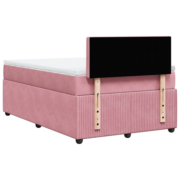 Pat box spring cu saltea, roz, 120x200 cm, catifea WALTI