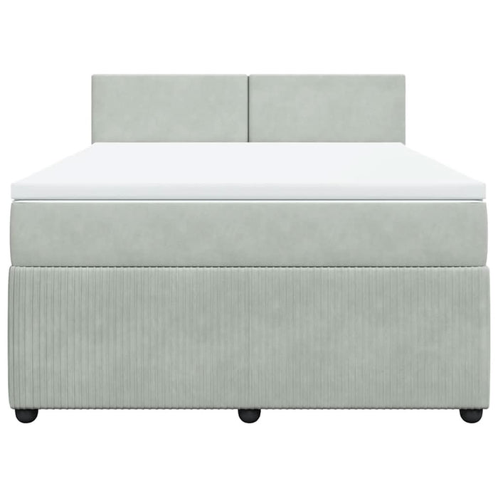 Pat box spring cu saltea, gri deschis, 140x190 cm, catifea - WALTI WALTI