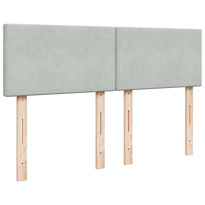 Pat box spring cu saltea, gri deschis, 140x190 cm, catifea - WALTI WALTI