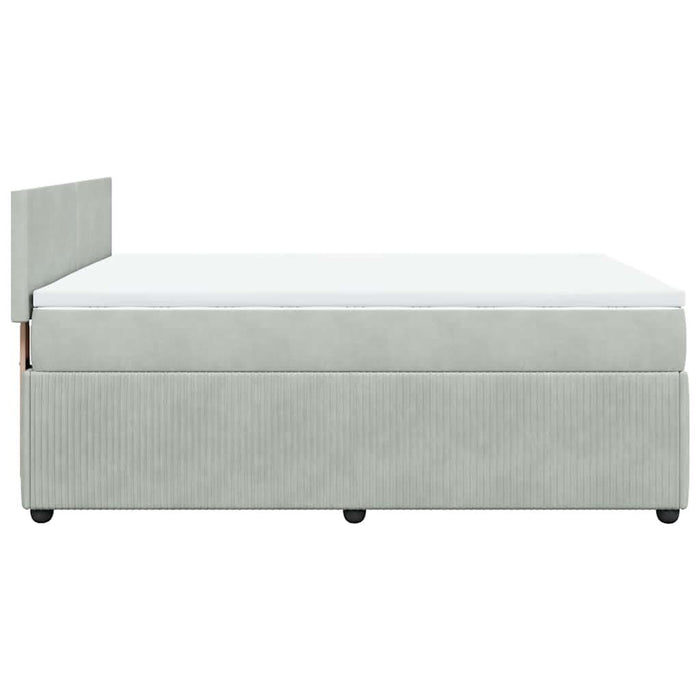 Pat box spring cu saltea, gri deschis, 140x190 cm, catifea - WALTI WALTI